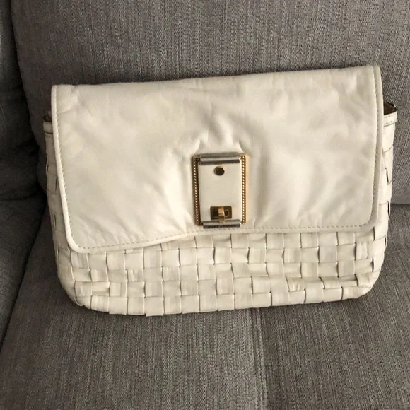 NWT Marc jacobs cream calf leather woven clutch